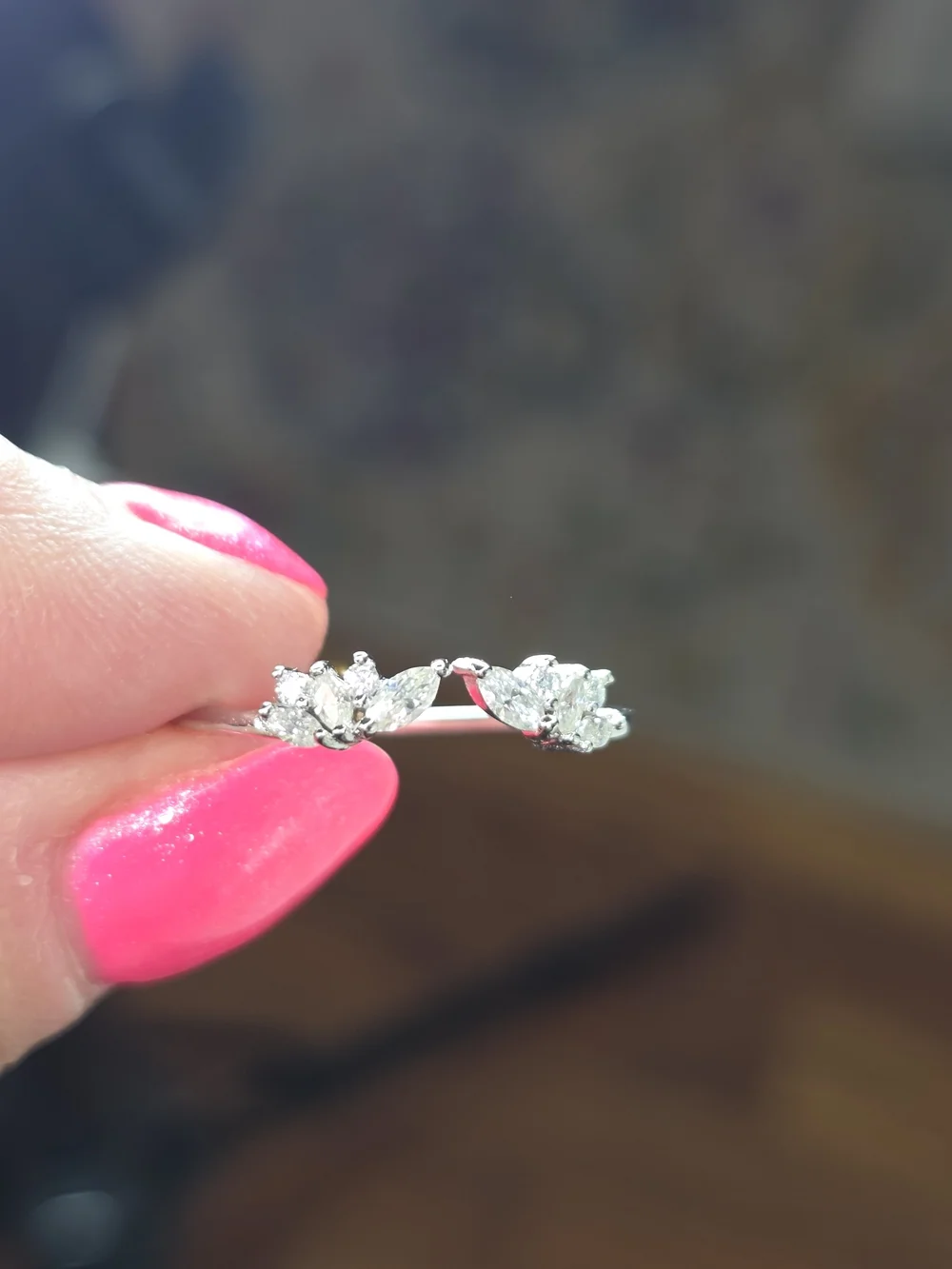 Lab Created Moissanite Diamonds .925 Sterling Silver Marquise Open Band Ring 9.5